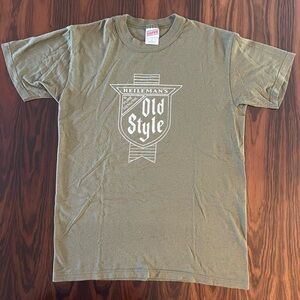 Vintage Old Style beer olive green Soffe T-shirt size small